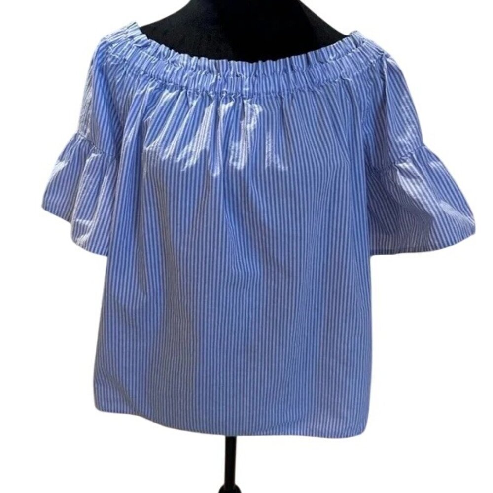 Kate Spade Broome Street Stripe Off the Shoulder Blouse - Picture 6 of 8